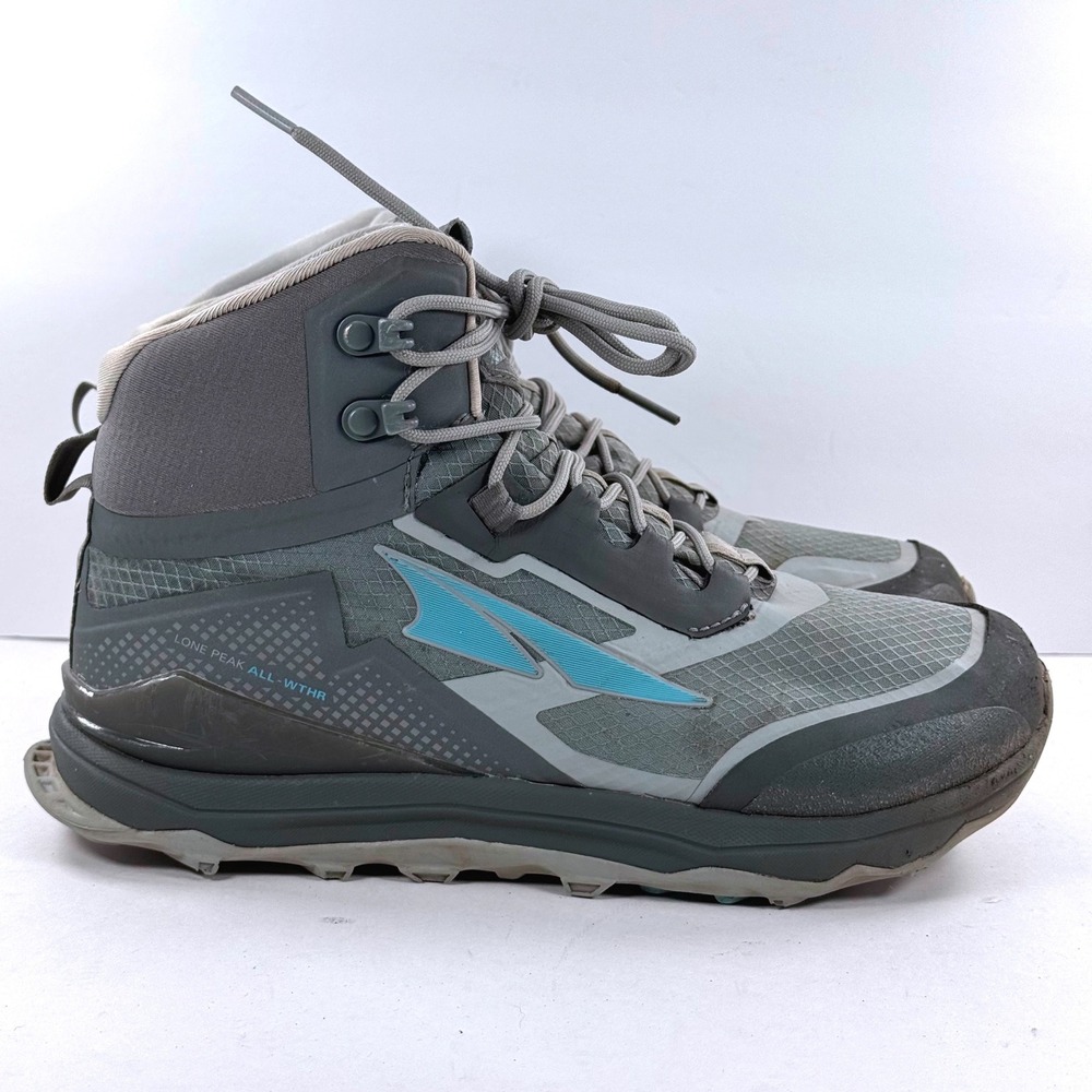 Altra Lone Peak ALL-WTHR Mid Gray Blue Hiking Boots ALOA4VRA231 Womens 7.5